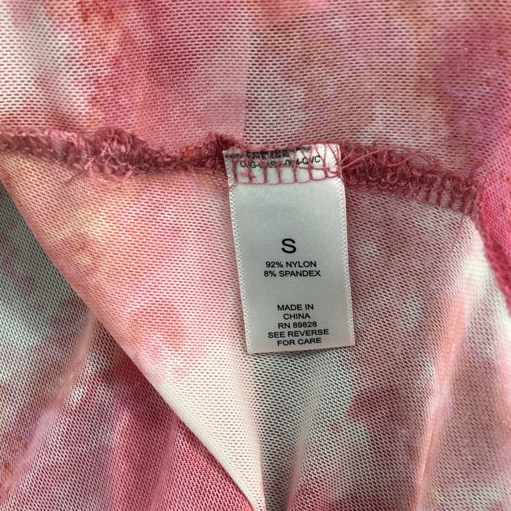 LOGO Lori Goldstein Tie Dye Mesh Button Down Top Women Small Pink Sheer Cardigan - Picture 4 of 9
